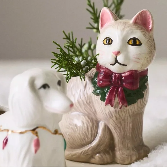 Anthropologie Vintage Inspired Cat Stoneware Vase - Picture 5 of 5